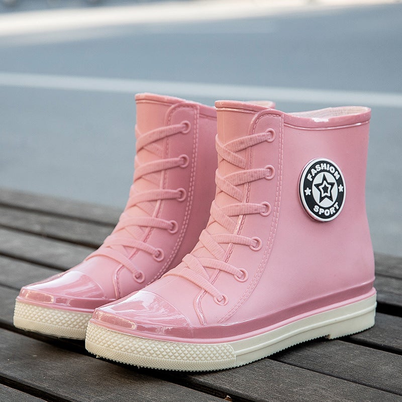 [A Generation Of Hair] Waterproof Shoes Women'S Rain Shoes Short Tube Students Korean Version Of Velvet Cotton Warm Non-Slip Rain Boots Plastic - Image 5